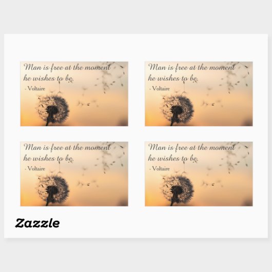 Man is Free Voltaire Quote Rechthoekige Sticker (Vel)