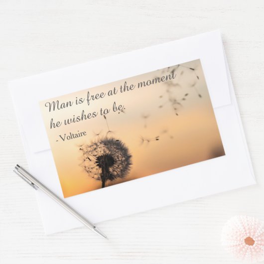 Man is Free Voltaire Quote Rechthoekige Sticker (Envelop)