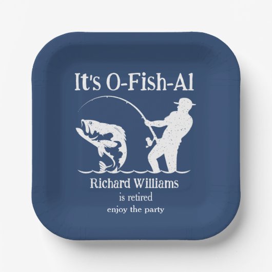 Man is officieel Fisherman Retirement Party Papieren Bordje (Voorkant)