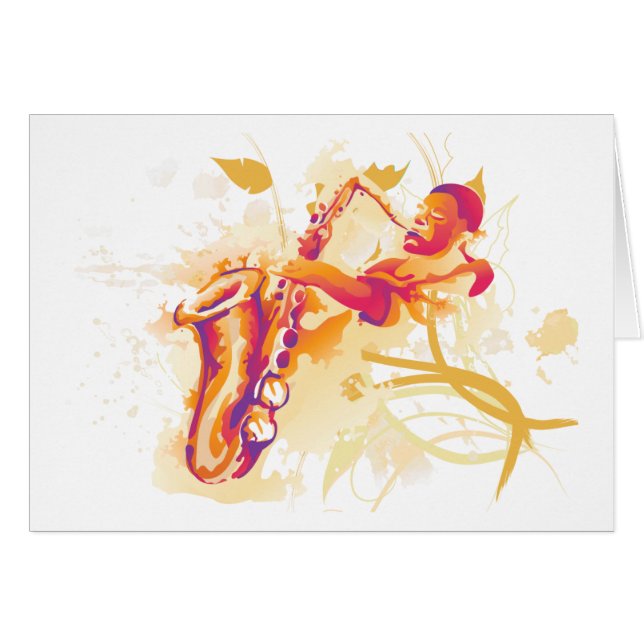 Man Jazzy Saxophone Waterverf Style (Voorkant Horizontaal)