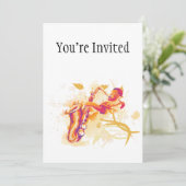 Man Jazzy Saxophone Waterverf Style Kaart (Staand voorkant)