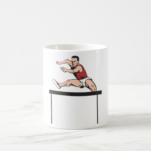 Man Jumping Hurdles Athletics Coffee Mok (Center)