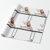 Man Jumping Hurdles Athletics Wrapping Paper Cadeaupapier (Uitgerold)
