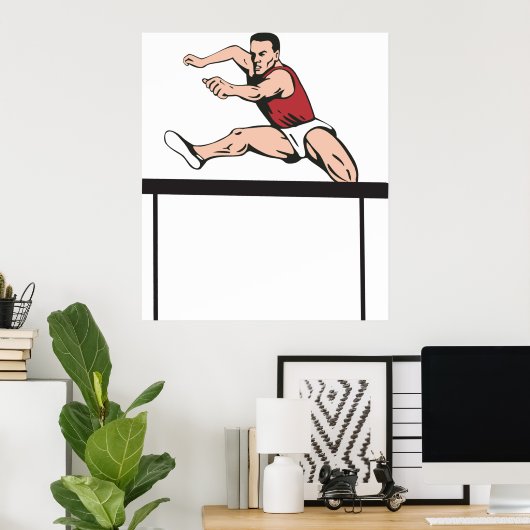 Man Jumping Hurdles Poster (Thuiskantoor)