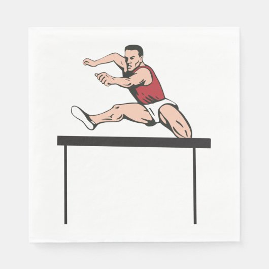 Man Jumping Hurdles Servet (Voorkant)