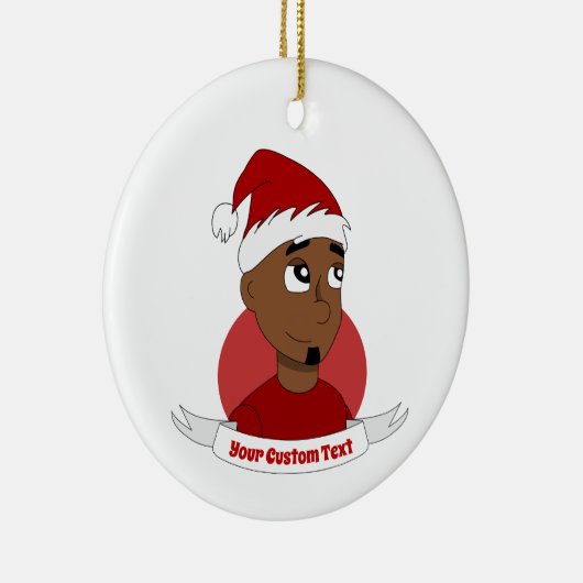 Man kerstcartoon glimlachen keramisch ornament (Rechts)