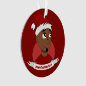 Man kerstcartoon glimlachen ornament (voorkant)