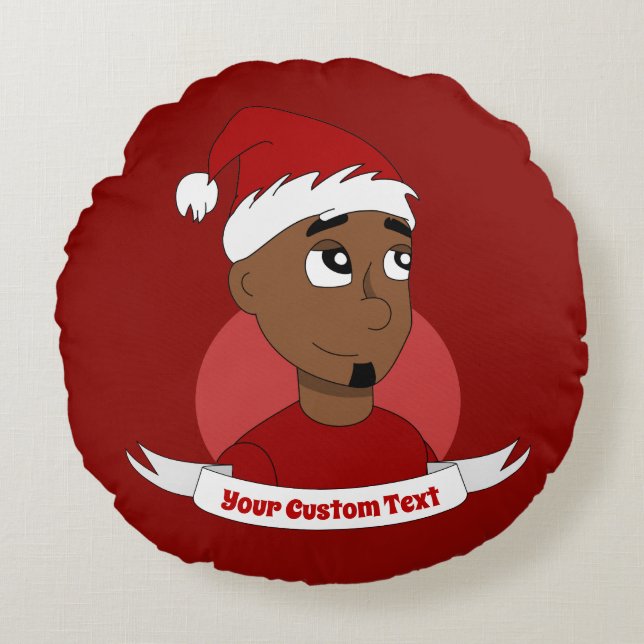 Man kerstcartoon glimlachen rond kussen (Voorkant)