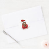 Man kerstcartoon glimlachen ronde sticker (Envelop)