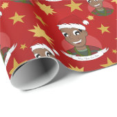 Man kerstcartoon lachen cadeaupapier (Rol Hoek)