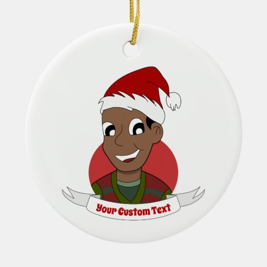Man kerstcartoon lachen keramisch ornament (Voorkant)