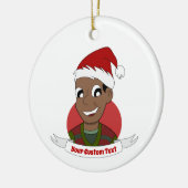 Man kerstcartoon lachen keramisch ornament (Links)