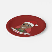 Man kerstcartoon lachen papieren bordje (Gekanteld)