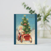 Man kerstkaart in auto briefkaart (Staand voorkant)