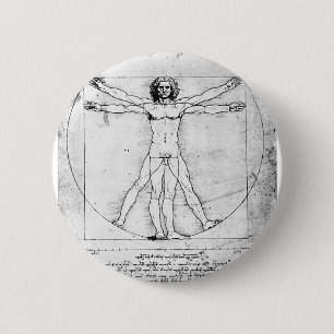 Man Leondardo Da Vinci Proportie Ronde Button 5,7 Cm