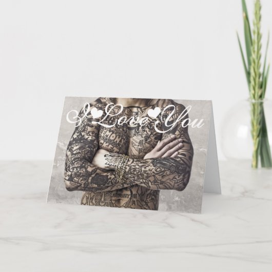 Man Lichaam Tatoeage Foto Afbeelding Ik Hou Van Jo Kaart (Voorkant)
