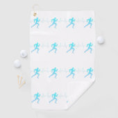 Man Lopende Silhouetgradiënt & Hartslag Blauw Golfhanddoek (Insitu)