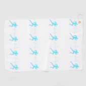 Man Lopende Silhouetgradiënt & Hartslag Blauw Golfhanddoek (Horizontaal)