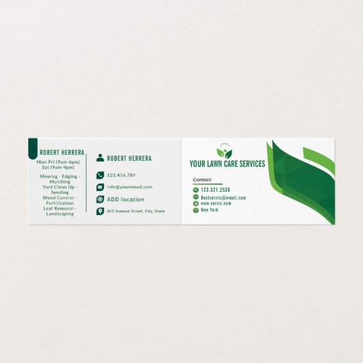 Man maaien gras garen zorg tuinieren landschap visitekaartjes (Buitenkant ongevouwen)