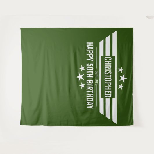 Man man man verjaardag Booth banner Tapestry Wandkleed (Voorkant (horizontaal))