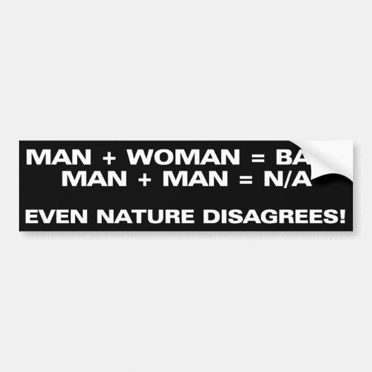 Man + Man = N.v.t. Bumpersticker (Voorkant)