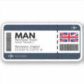 MAN Manchester Boarding Pass - England Travel Sticker (Voorkant)