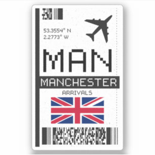 MAN Manchester, Engeland Airport Boarding Pass Sticker