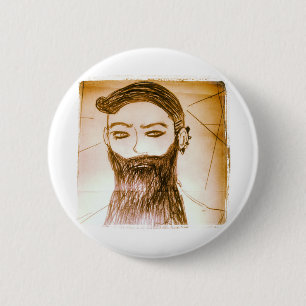 man manga anime uit baard in de verdraaide wereld ronde button 5,7 cm
