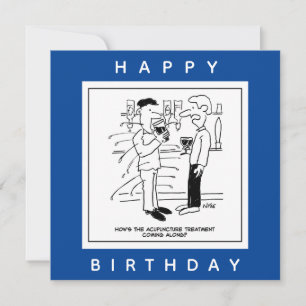Man met Acupunctie Behandeling in Pub Cartoon Kaart