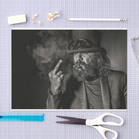 Man met baard vloeken tissuepapier (Craft)