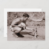 Man met Baby Kangaroo Briefkaart (Voorkant / Achterkant)