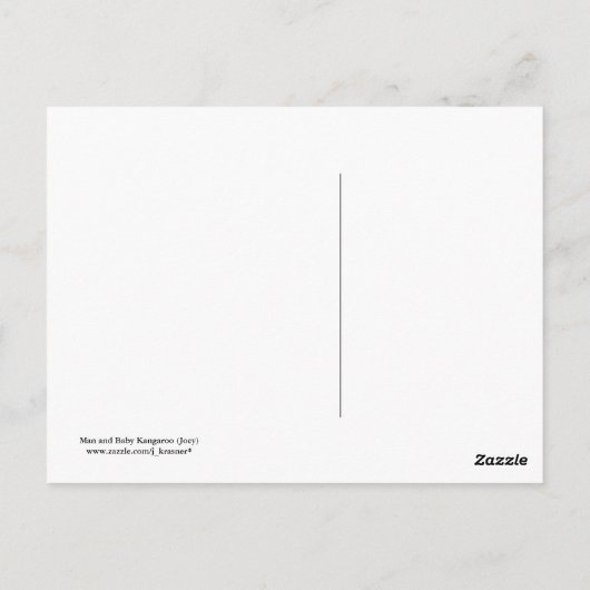 Man met Baby Kangaroo Briefkaart (Achterkant)