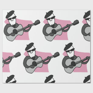 Man met baret die akoestische gitaar speelt cadeaupapier