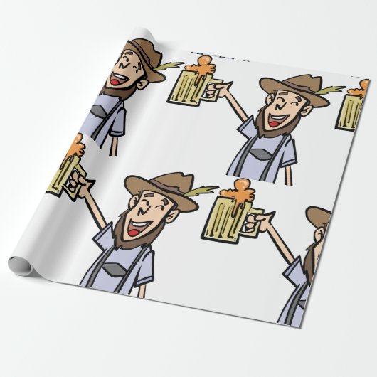 Man met bier cadeaupapier (Uitgerold)