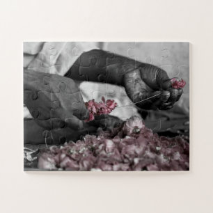 Man met bloemen legpuzzel