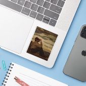 Man met Boek bij zonsondergang Sticker (Laptop met iPhone)