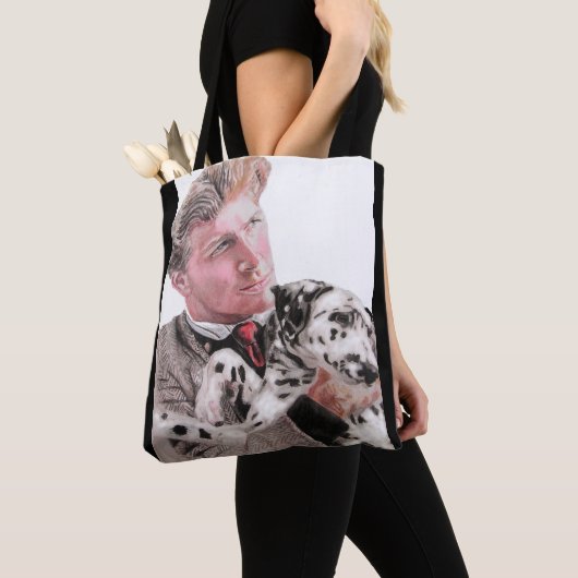 Man met Dalmatische Dog Cute Canvas tas (Dichtbij)