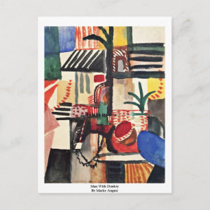 Man met Donkey tegen Macke augustus Briefkaart
