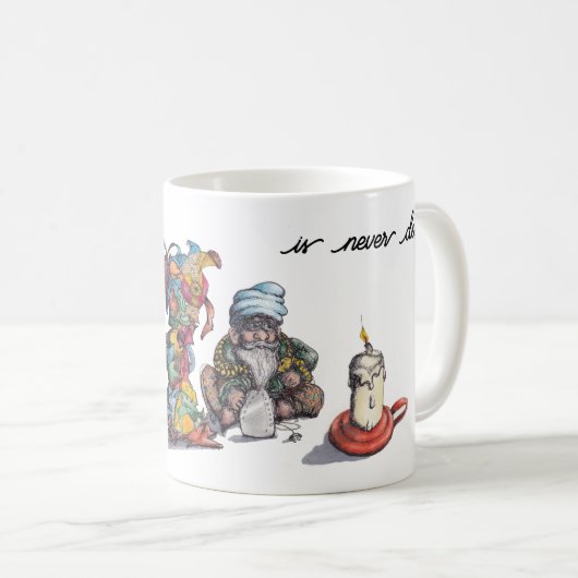 Man met een hoge wasmassa met ijzer en kaars koffiemok (Voorkant rechts)