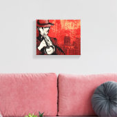 Man met een hoorn canvas afdruk (Insitu (Woonkamer))