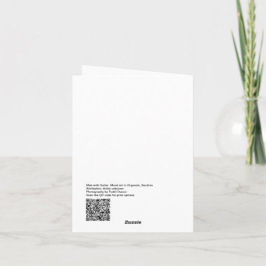 Man met gitaar. Beeldhouwkunst in Orgosolo, Sardin Kaart (Achterkant)