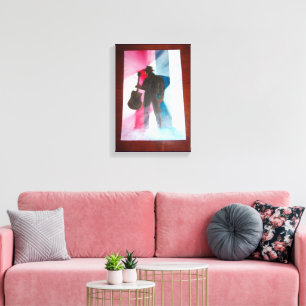 Man met gitaar uitgerekt canvas afdruk