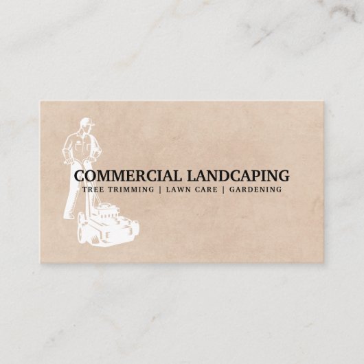 Man met grasmaaier visitekaartje (Voorkant)