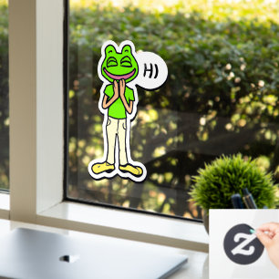 Man met kikkervisje voor glimlachen raamsticker