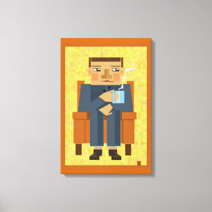 Man met koffie - moderne poster kunst canvas afdruk