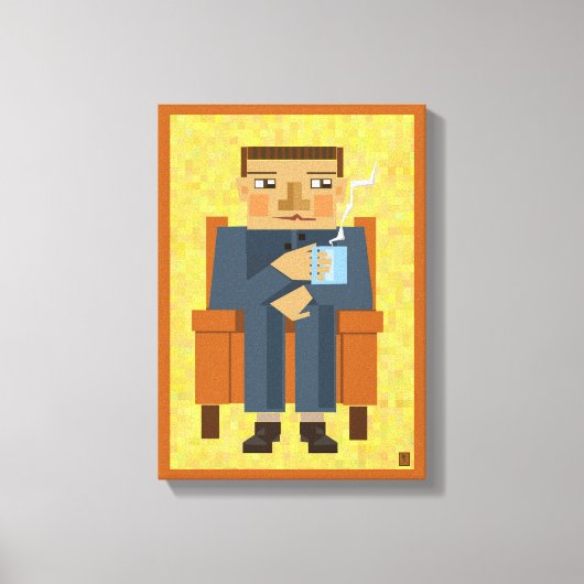 Man met koffie - moderne poster kunst canvas afdruk (Voorkant)