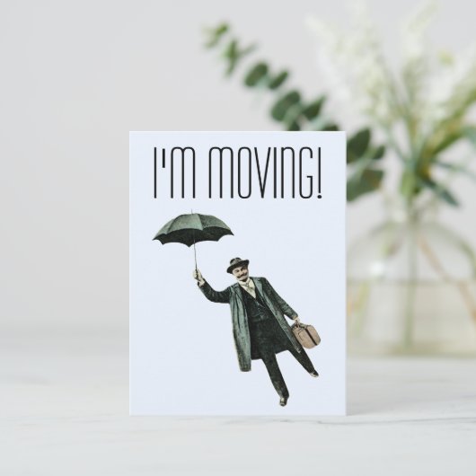 Man met paraplu Aankondigingskaart (Staand voorkant)