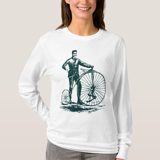 Man met Penny Farthing - Donkergroen T-shirt (Voorkant)