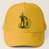 Man met Penny Farthing - Donkergroen Trucker Pet (Voorkant)