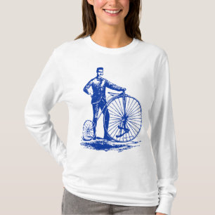 Man met Penny Farthing - marine T-shirt